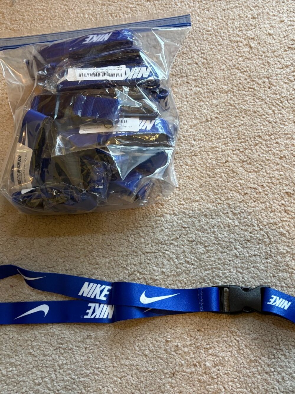 Nike Lanyards Detachable Keychain Badge ID Holders Blue White Lot of 25 NWT